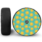 Shiny Sun Pattern Print Tire Cover With Camera Hole