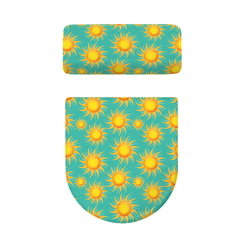 Shiny Sun Pattern Print Toilet Lid And Tank Cover Set