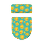 Shiny Sun Pattern Print Toilet Lid And Tank Cover Set