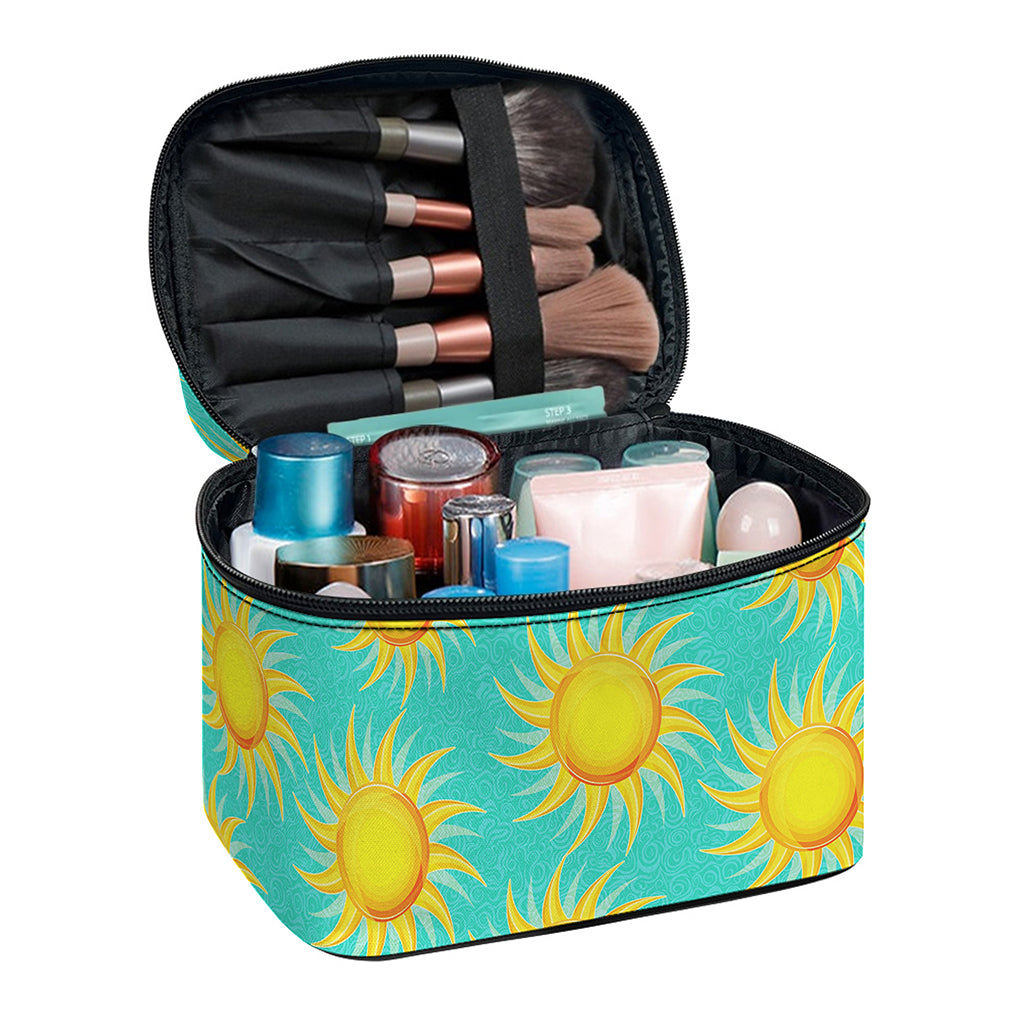 Shiny Sun Pattern Print Travel Makeup Bag