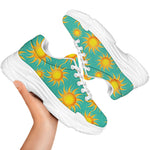 Shiny Sun Pattern Print White Chunky Shoes
