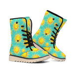 Shiny Sun Pattern Print Winter Boots