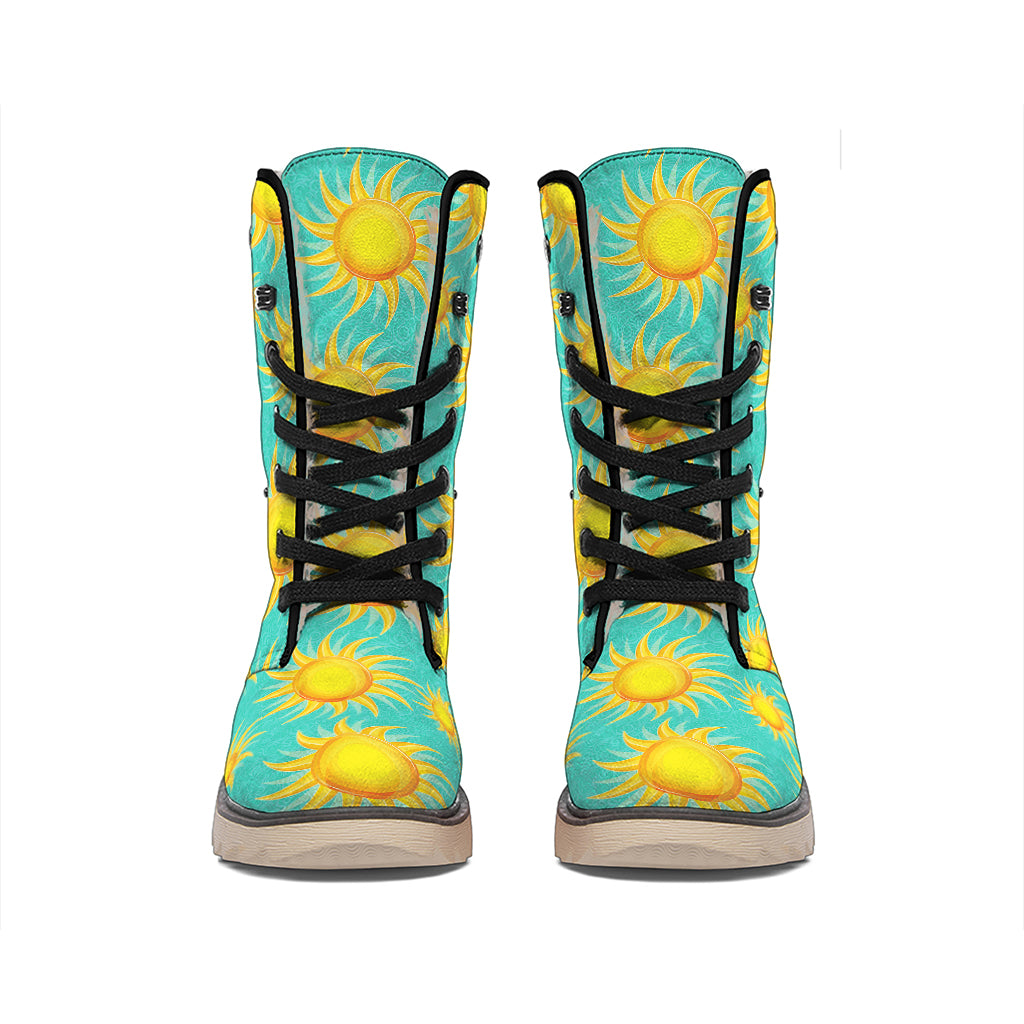 Shiny Sun Pattern Print Winter Boots