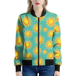 Shiny Sun Pattern Print Women's Bomber Jacket