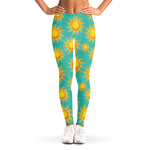 Shiny Sun Pattern Print Women's Leggings