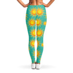 Shiny Sun Pattern Print Women's Leggings