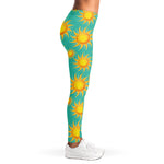 Shiny Sun Pattern Print Women's Leggings