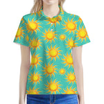 Shiny Sun Pattern Print Women's Polo Shirt