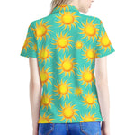 Shiny Sun Pattern Print Women's Polo Shirt
