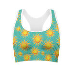 Shiny Sun Pattern Print Women's Sports Bra