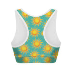 Shiny Sun Pattern Print Women's Sports Bra