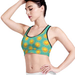 Shiny Sun Pattern Print Women's Sports Bra