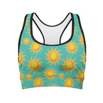 Shiny Sun Pattern Print Women's Sports Bra