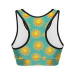 Shiny Sun Pattern Print Women's Sports Bra