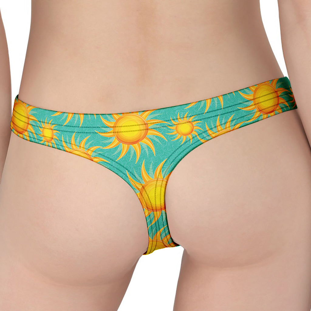 Shiny Sun Pattern Print Women's Thong