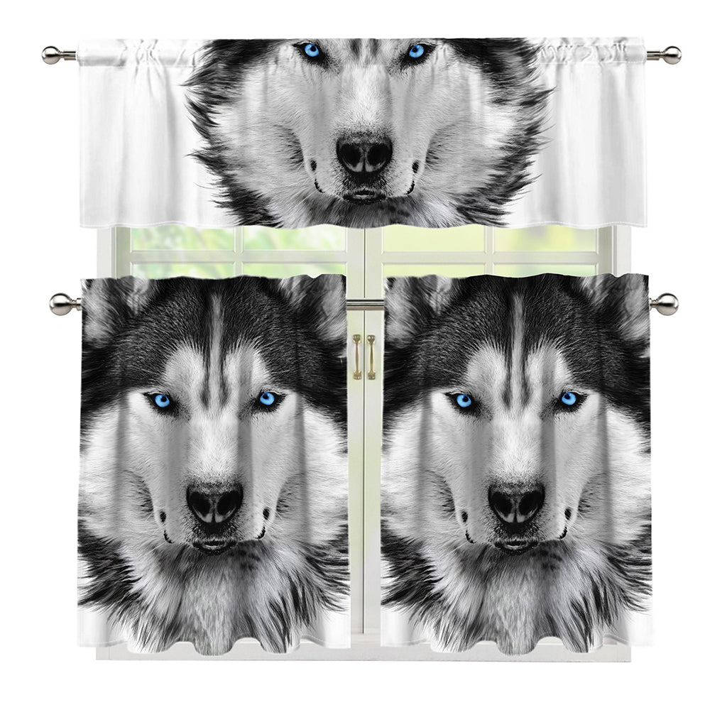 Siberian Husky Portrait Print 3 Piece Kitchen Curtains