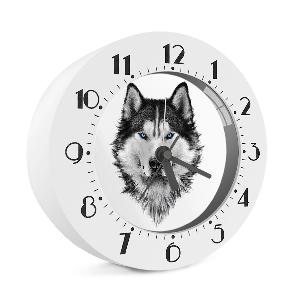 Siberian Husky Portrait Print Alarm Clock