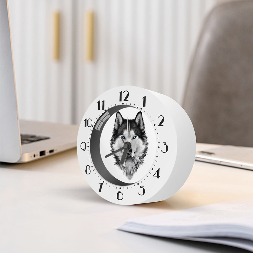 Siberian Husky Portrait Print Alarm Clock