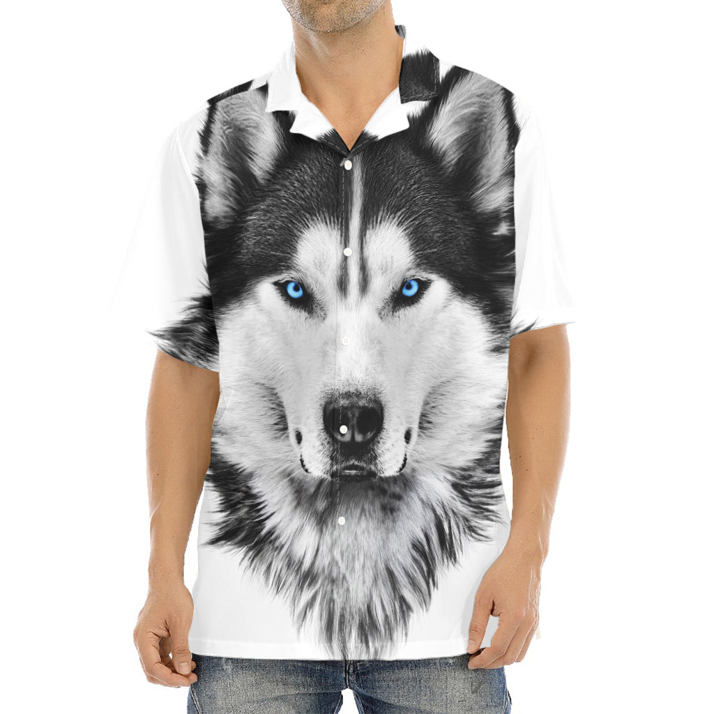 Siberian Husky Portrait Print Aloha Shirt