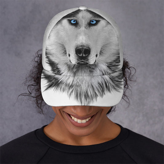 Siberian Husky Portrait Print Baseball Cap
