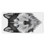 Siberian Husky Portrait Print Beach Towel