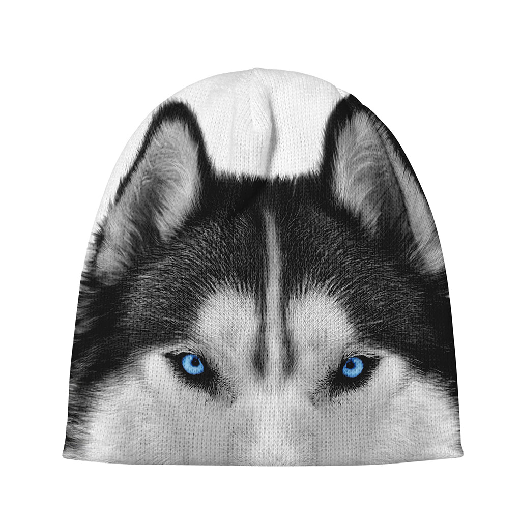 Siberian Husky Portrait Print Beanie