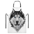 Siberian Husky Portrait Print Bib Apron With Pocket