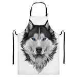 Siberian Husky Portrait Print Bib Apron With Pocket