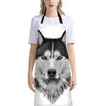 Siberian Husky Portrait Print Bib Apron With Pocket