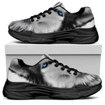 Siberian Husky Portrait Print Black Chunky Shoes