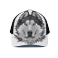 Siberian Husky Portrait Print Black Mesh Trucker Hat