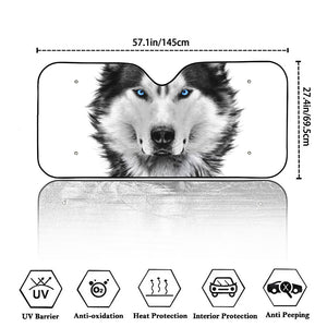 Siberian Husky Portrait Print Car Windshield Sun Shade