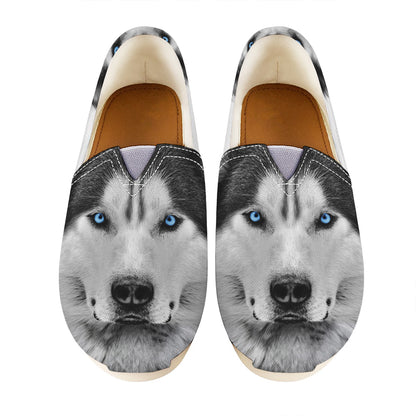 Siberian Husky Portrait Print Casual Shoes