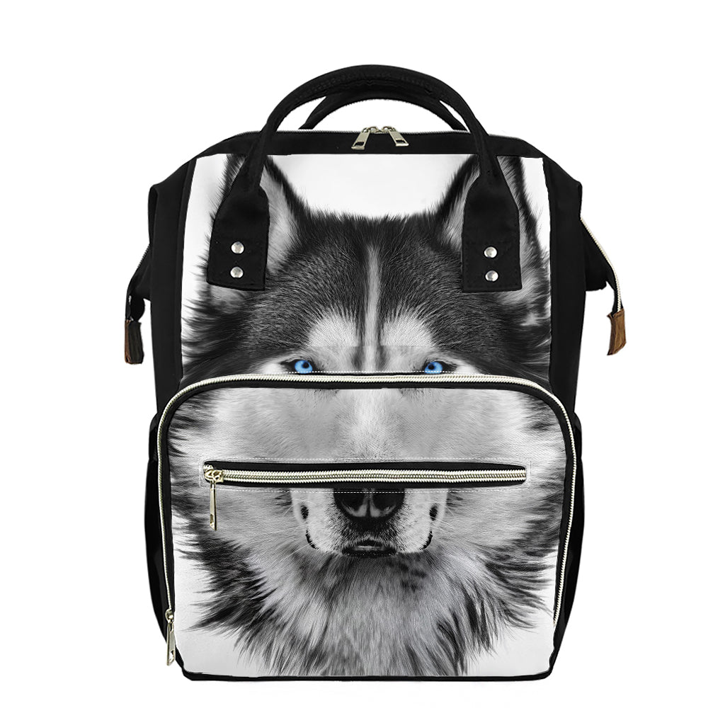 Siberian Husky Portrait Print Diaper Bag