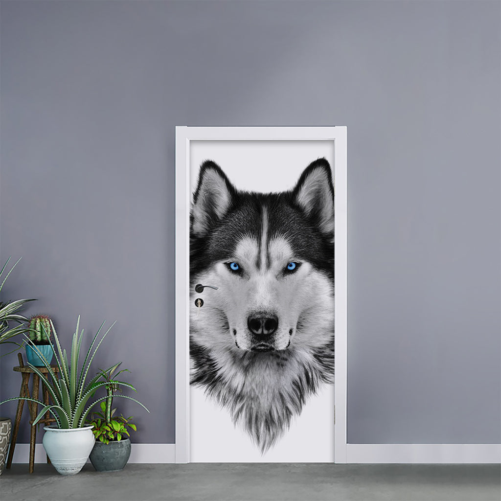 Siberian Husky Portrait Print Door Sticker