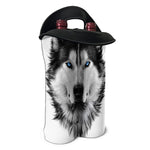 Siberian Husky Portrait Print Double Neoprene Wine Tote