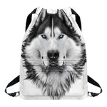 Siberian Husky Portrait Print Drawstring Backpack