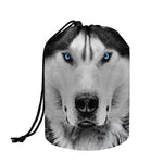 Siberian Husky Portrait Print Drawstring Makeup Bag