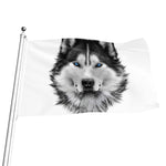 Siberian Husky Portrait Print Flag