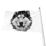 Siberian Husky Portrait Print Flag