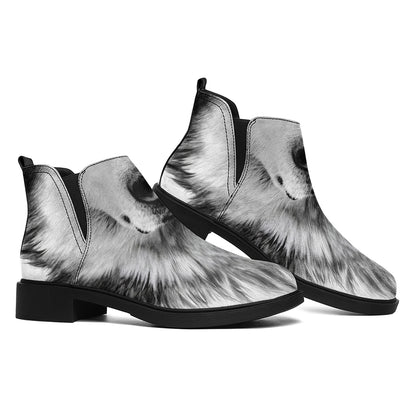 Siberian Husky Portrait Print Flat Ankle Boots