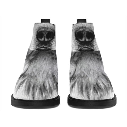 Siberian Husky Portrait Print Flat Ankle Boots