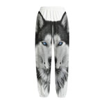 Siberian Husky Portrait Print Fleece Lined Knit Pants