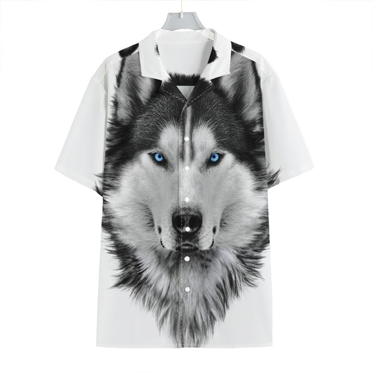 Siberian Husky Portrait Print Hawaiian Shirt