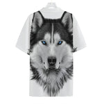Siberian Husky Portrait Print Hawaiian Shirt