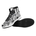 Siberian Husky Portrait Print High Top Leather Sneakers