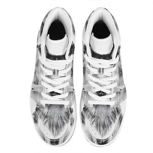 Siberian Husky Portrait Print High Top Leather Sneakers