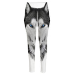 Siberian Husky Portrait Print High-Waisted Pocket Leggings