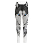 Siberian Husky Portrait Print High-Waisted Pocket Leggings