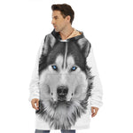 Siberian Husky Portrait Print Hoodie Blanket